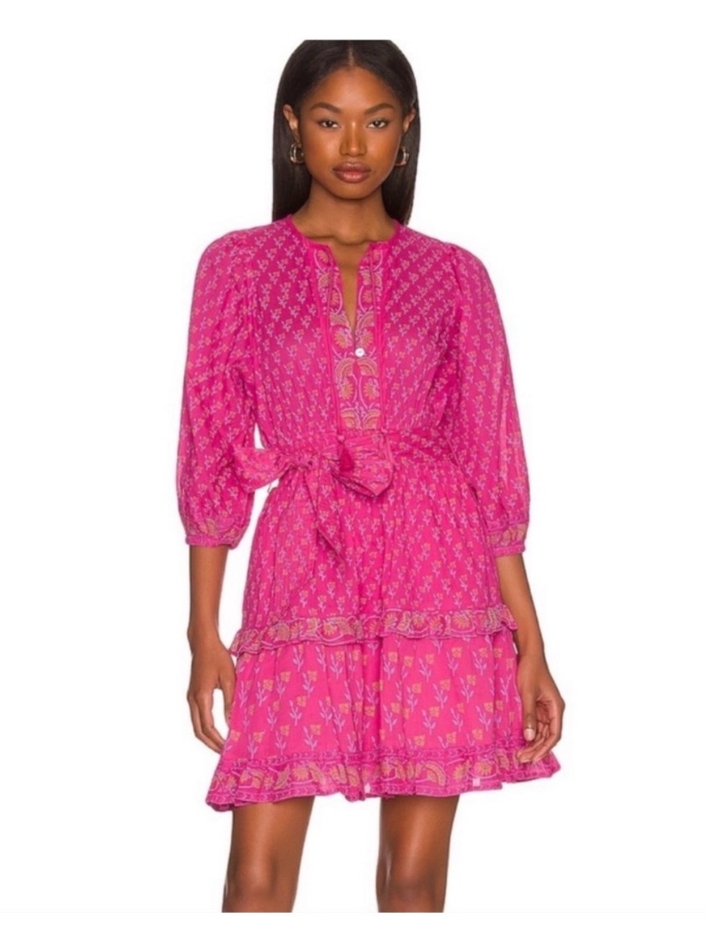 Cleobella Pink Paisley Embroidered Boho Dress